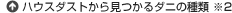ハウスダストから見つかるダニの種類&nbsp;※2